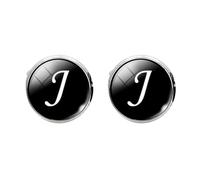 Holibanna Men S Glass Cufflinks J Letter Round Sleeve Buttons Decorative Collar Accessories for Formal and Wedding Attire