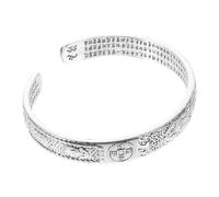 Holibanna Men's Adjustable Retro Thai Silver Bracelet Vintage Alloy Buddhist Cuff Bangle Stylish Wrist Decor for Wealth and Fortune