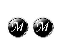Holibanna Men's Cufflinks Letter Cufflinks Men Business Suit Shirt Cufflinks Glass Sleeve Button Jewelry for Tuxedo Business Formal Shirts ( Letter Pattern) Best Man Cufflinks
