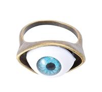 Holibanna Mens Eyeball Ring Blue Evil Eye Ring Punk Finger Ring Vintage Finger Jewelry Gothic Biker for Men Women (Blue)