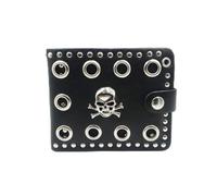 Holibanna Mens Punk Skull Pu Leather Wallet Purse Lightweight Multi-Function Gothic Biker Style with Cross Design for Everyday Use