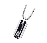 Holibanna Men's Square Geometric Pendant Necklace Titanium Steel Black Model Pearl Chain 3mm*60cm Simple and Elegant Low Allergy for School and Work