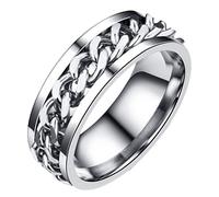 Holibanna Mens Stainless Steel Transferring Ring Fashion Finger Ring for Boys Adjustable Simple Design with Box