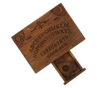 Holibanna Mini Wooden Divination Board Party Accessories Mini Spirit Board Planchette Witch Decor Halloween Party Supplies Miniature Wooden Spirit Board Miniature Spirit Board Coffee