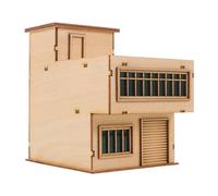 Holibanna Mini Wooden House for Sand Table - 3D Puzzle Tiny Building Pre-Assembled - Unpainted Wood Cottage Model for DIY Street Diorama Scene Collectors 4.3" x 4.1" x 3.2"