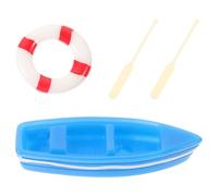 Holibanna Miniature Beach Boats with Paddles and Life Ring Ornaments for Dollhouse Decoration Micro Landscape Diy Set