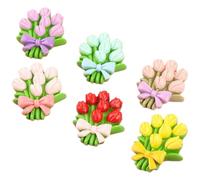 Holibanna Miniature Resin Flower Bouquet Charms Unique Flatback Flower Charms 6pcs Color for Craft Accessories and Embellishments Suitable for DIY Projects and Phone
