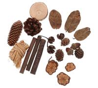 Holibanna Natural Dried Fruit Leaves Ornament Set Versatile DIY Christmas Thanksgiving Decor Wood Blocks for Creative Home Centerpieces for Photography Props Seasonal Arrangements