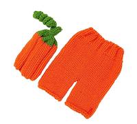 Holibanna Newborn Crochet Photography Costume Set Handmade Outfit with Soft Cap Windproof Halloween Prop for Month Orange