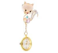 Holibanna Nurse Pocket Watch Pin-on Animal Head Brooch Lapel Watch Quartz Round Dial for Doctor Student Nurse Gift Easy to Read