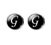 Holibanna Personalised Letter Cufflinks for Men's Business Suit Shirt - Glass Sleeve Button Jewelry for Tuxedo Formal Shirts (G Letter Pattern) Best Man