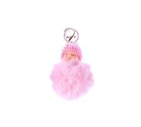 Holibanna Pink Pompom Baby Doll Keychain with Alloy Clip and Wool Plush, Soft Stuffed Doll Key Chain Organiser for Keys, Bag or Car Accessory for Friends