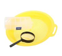 Holibanna Portable Gold Panning Mesh Pan Set with Sieve, Magnifier, and Storage Box - Small Gravity Mining Tool for Adult Gold Prospecting and River Sand Sifting