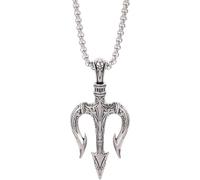 Holibanna Poseidon Trident Pendant Punk Necklace Amulet Necklace for Men Titanium Steel