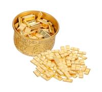 Holibanna Prosperity Treasure Bowl Metal Feng Shui Wealth Symbol Decorative Chinese Tradition Ornament with Gold Bars for Home Display and Elegant Gift