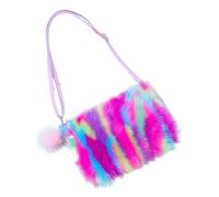 Holibanna Rainbow Plush Crossbody Bag for Girls Cute Plush Shoulder Bag Colorful Purple Red Handbag Shoulder Strap for Boys and Girls and Preschool Use