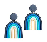 Holibanna Rainbow Tone Earrings for Women Colourful Bohemian Lightweight U Shape Rainbow Dangle Earrings for Women Girls Jewellery, 6x3.8cm, Polymer clay