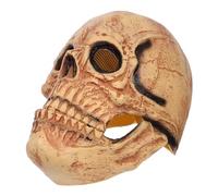 Holibanna Realistic Skull Mask with Movable Jaw for Adults Adjustable Latex Skeleton Headpiece for Halloween Costume Parties Day Dead Themed Events Scary Full Head Horror Mask