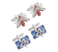 Holibanna Rectangle Cufflinks Crystal Inlay, 2 Pairs Men's Metal Tuxedo Studs Shirt Accessories for Business Suit Formal Wear