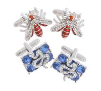 Holibanna Rectangle Cufflinks with Crystals and Tuxedo Studs Set, Metal Mens Suit Accessories for Business Shirts, Formal Tuxedo Jewelry for Men