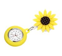 Holibanna Retractable Nurse Pocket Watch with Scale Dial, Portable Hanging Watch for Exams and Clinical Use, Soft Silicone Cover, Yellow
