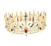 Holibanna Retro Gothic Alloy King Crown with Rhinestones Durable Mens Headwear for Medieval Cosplay Party Masquerade and Historical Reenactments Vintage Style Adult Crown Accessory