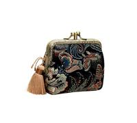 Holibanna Retro Tassel Coin Wallet Gothic Clutch Bag Double Zip Purse Chinese Style Purse Multifunctional Storage Bag for Daily Use