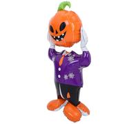 Holibanna Reusable Aluminum Foil Pumpkin Head Balloon for Halloween Party Standing Inflatable Pumpkin Man Decoration Quick Setup Autumn Festival Prop for Home Event Decor