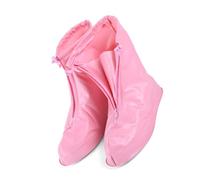 Holibanna Reusable Rainproof Shoe Covers with Zippered Closure, Non-Slip PVC Material Protecting Shoes from Mud and Rainwater, for Institutions and Outdoor Activities Pink