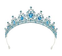 Holibanna Rhinestone Baroque Vintage Bridal Tiara Crown Silver Blue Gemstone Wedding Hair Accessories for Brides and Prom Nights