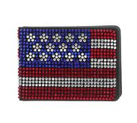 Holibanna Rhinestone Card Holder: Car Registration Insurance Organizer Auto Documents Pu Wallet American Flag Rhinestone Driver License Keeper for Trucks