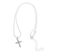 Holibanna Rhinestone Cross Pendant Necklace for Women Zinc Alloy Collarbone Chain Sparkling Crucifix Jewelry for Weddings and Festive Occasions and Comfortable Fit Symbolic Faith Charm Gift