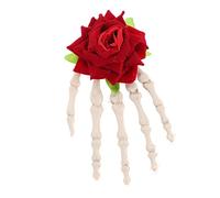 Holibanna Rose Finger Claw Hair Clip Gothic Skull Design Hair Accessory for Halloween Party Masquerade S Eye Catching Hairpin with Punk Style Rose Decor