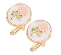Holibanna Rose Flower Cufflinks for Women French Style Flower Cuff Buttons with Matching Studs Longterm Shine Accessories for Tuxedo Shirts Business and Formal Occasions