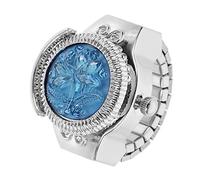 Holibanna Rose-Shaped Finger Ring Watch Women Quartz Mini Casual Fashion Blue Flip Cover Unique Decorative Watch
