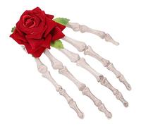 Holibanna Rose Skeleton Claw Hair Clip Large Halloween Party Accessory for Women Creative Rose Decoration Easy to Wear Punk Finger Hairpin for Masquerade Festival