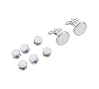 Holibanna Round Shell Cufflinks and Shirt Studs Set for Men French Cuff Dress Shirts Easy Fastening Formal Suit Accessories for Tuxedo Weddings Business Events -ready Boxed Luxury Shell