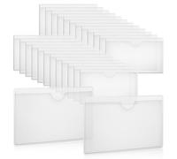 Holibanna Self-Adhesive PVC Label Holders with Easy to Attach Horizontal Card Pockets for Shelves 36 Pcs Sturdy and Easy to Use for Exhibitions and Stores
