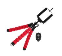 Holibanna Selfie Stick Tripod Portable Red with Wireless Remote Extendable Phone Tripod Stand Lightweight Aluminium Alloy with Antiskid Pad for Phone and Digital Camera for Photography