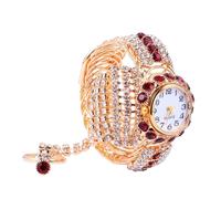 Holibanna Shiny Quartz Bracelet Watch Crystal Rhinestones Lightweight Alloy Red Fashion Women’s Wrist Jewelry
