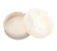 Holibanna Silicone Ashtray Set 2Pcs Round Fluorescent White and Grey Glow in Dark Home Soot Storage Tray for Indoor Smoking