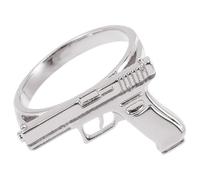 Holibanna Silver Gun Shaped Punk Ring Gothic Style Finger Band for Men Women Vintage Rock Hip Hop Jewelry Compact Comfortable Fit Birthday and Party