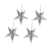 Holibanna Silver Star Hanging Pendant Light with Yellow LED Mini Batteries Christmas Stereo Hanging Decorations for Party Supplies and Home Festive Decor Random Color