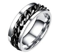 Holibanna Simple Finger Ring Stainless Steel Ring Fidget Band Rings Cool Spinner Rings Fashion Finger Accessories Jewelry for Man Women Street (Black) (5)