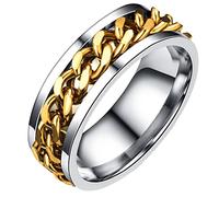 Holibanna Simple Finger Ring Stainless Steel Ring Fidget Band Rings Cool Spinner Rings Fashion Finger Accessories Jewelry Gift for Man Women Lover Boy Street (Golden)