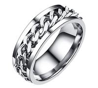 Holibanna Simple Finger Ring Stainless Steel Ring Fidget Band Rings Cool Spinner Rings Fashion Finger Accessories Jewelry for Man Women Street (Steel Color,Size 5)