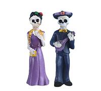 Holibanna Skeleton Couple Figurines Day Of The Dead Figurines Halloween Table Decoration Wedding Love Eternal Bride Groom Ornaments 2pcs