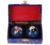 Holibanna Small Ball for Women 2 Pcs Chinese Baoding Handballs with Stylish Blue Color and Yin Yang Design for Meditation and Senior Fitness