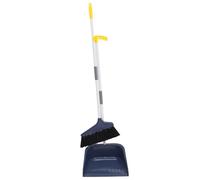 Holibanna Soft Bristle Broom and Dustpan Set Kit Non-Stick Hair Cleaning Household Sweeping Tool Blue Long Handle for Home Indoor Use