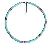 Holibanna Soft Circular Clay Necklace for Women 17.7 Inch Lightweight Turquoise Beaded Pendant Boho Beach Jewelry for Summer Festival Travel